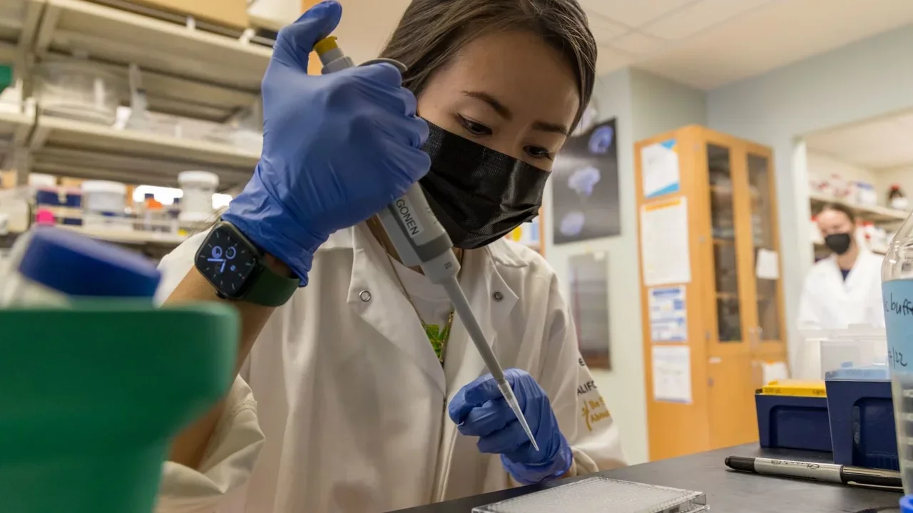 Grad student conducting experiment