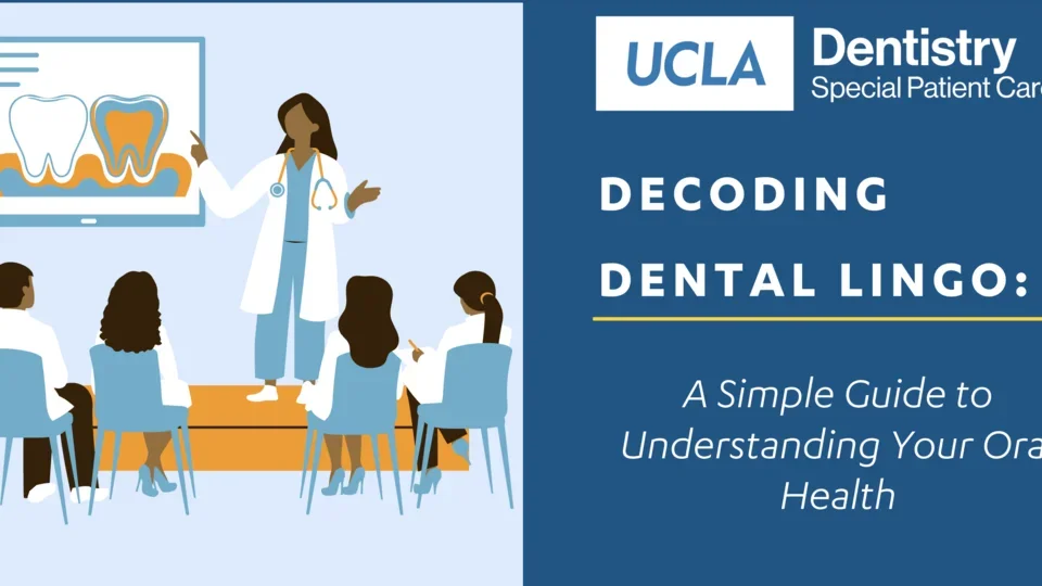 Cartoon students learning from Dentist, who is presenting on a whiteboard