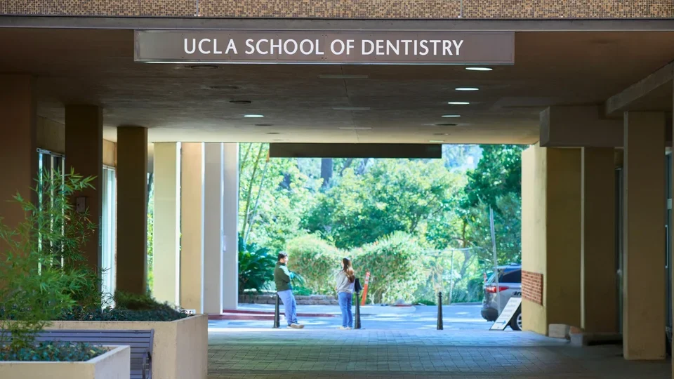 Exterior breezeway of the UCLA School of Dentistry