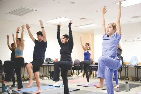 A yoga session at UCLA School of Dentistry
