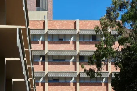 Red brick UCLA School of Dentistry building