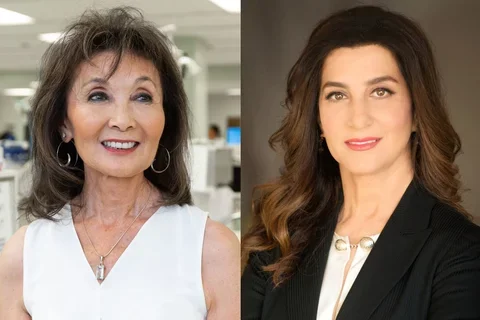 Split screen of Oariana Lowe and Mitra Mogharabi