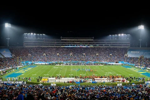 Rose Bowl Stadium at night