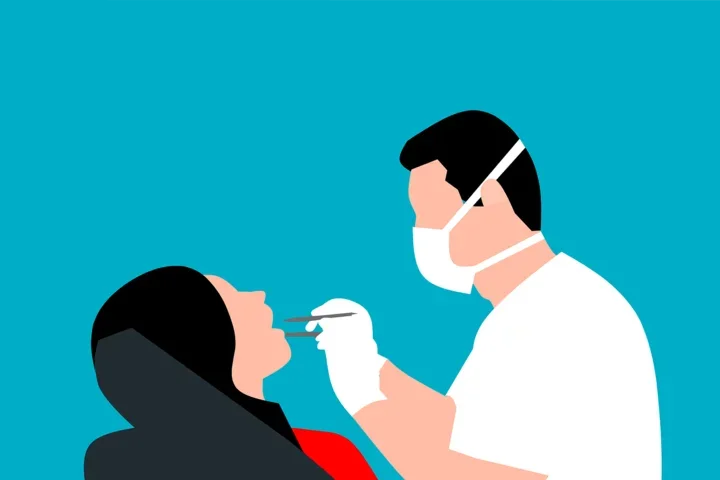 dentist and patient exam graphic