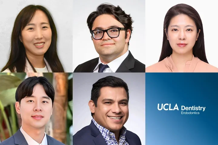 five headshots and the ucla dentistry endodontics logo
