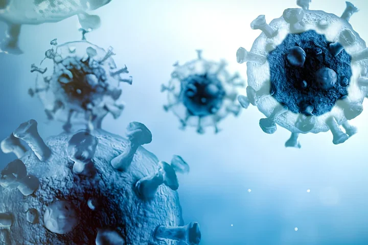 blue tinted virus cells