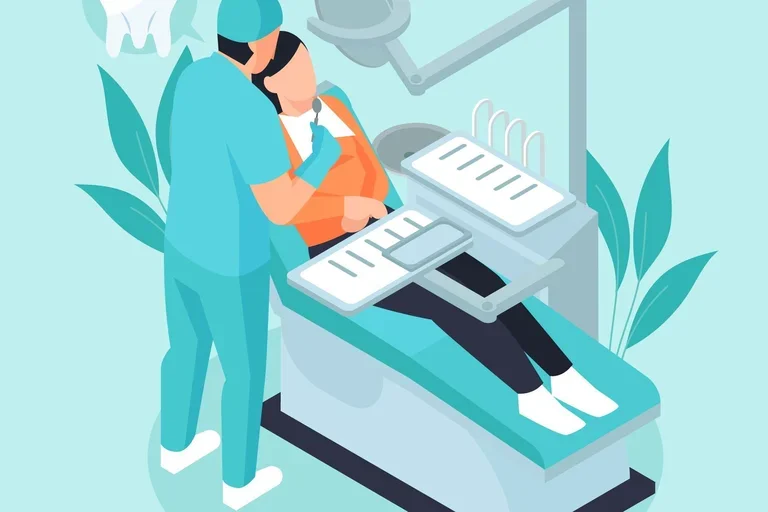 Dentist examining patient