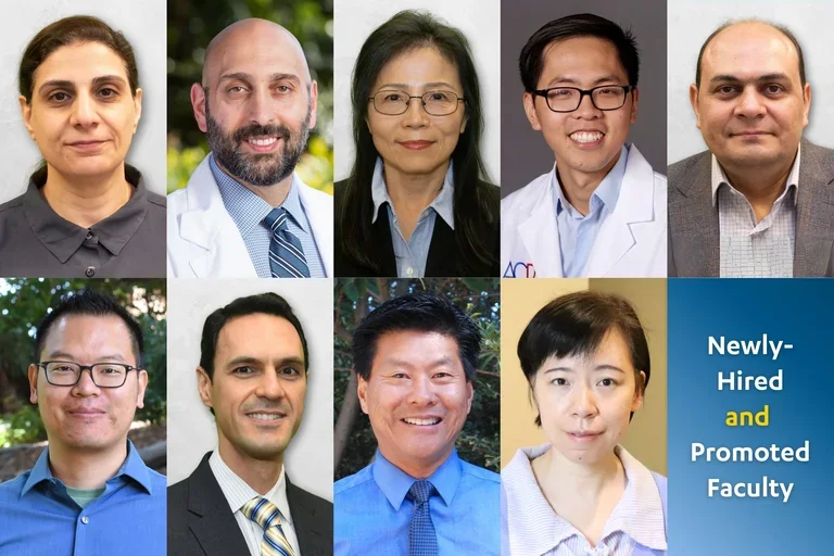 collage of nine people and the words "Newly-Hired and Promoted Faculty"