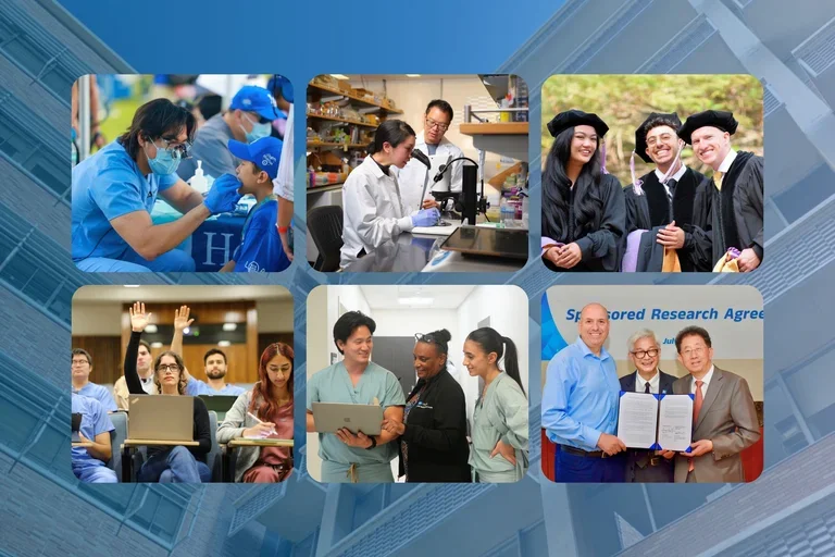 a collage of six images representing the UICLA School of Dentistry