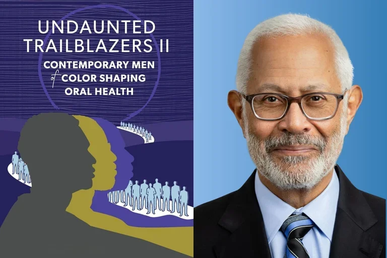 Book cover - titled "Undaunted Trailblazers II" on left, with a portrait of De. Edmond Hewlett on the right