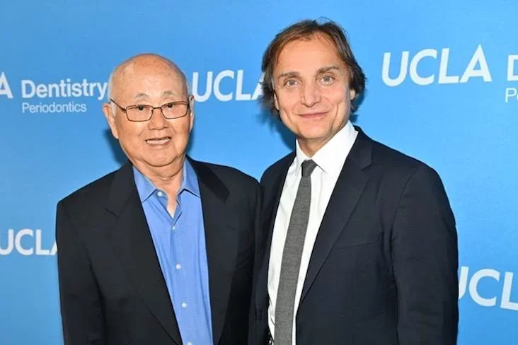 Drs. Henry Takei and István Urban pose for a photo at the inaugural Dr. Henry H. Takei Endowed Periodontal Symposium, hosted by The UCLA School of Dentistry.