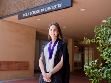 sima habrawi in front of the ucla school of dentistry