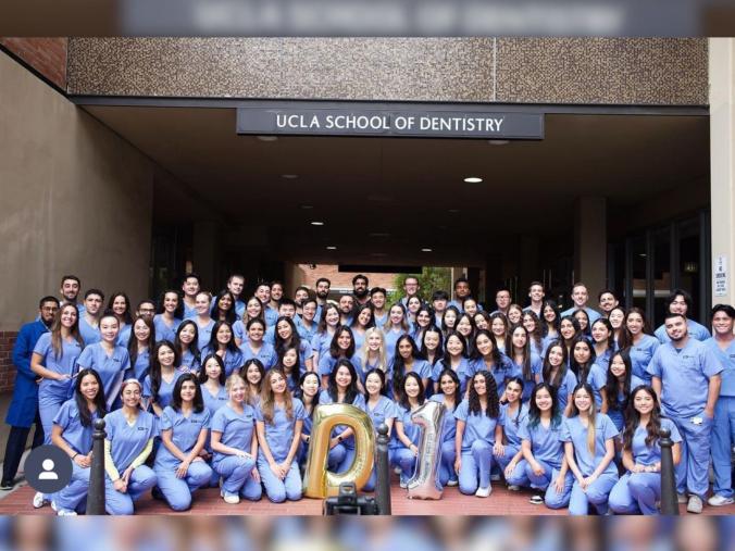 Group of dental students in scrubs