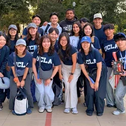 Large group of people wearing blue UCLA sweatshirts