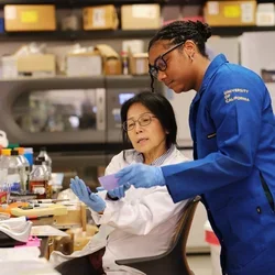professor mentoring student in lab