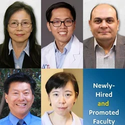 collage of nine people and the words "Newly-Hired and Promoted Faculty"