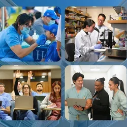 a collage of six images representing the UICLA School of Dentistry