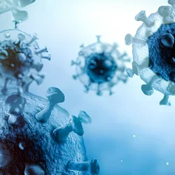blue tinted virus cells