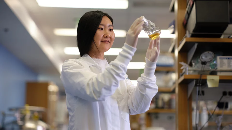 Graduate student in lab
