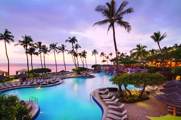 Hyatt Regency Maui pool with sunset view