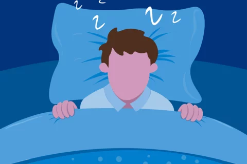 sleeping man blue color scheme graphic