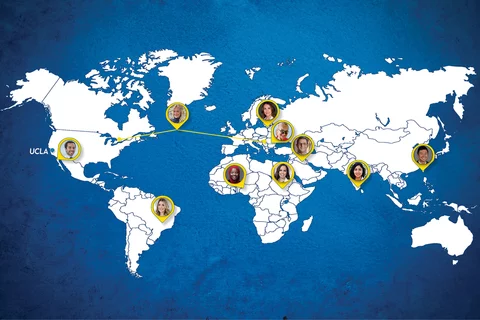 a world map showing selected Professional Program for International Dentists students home country.